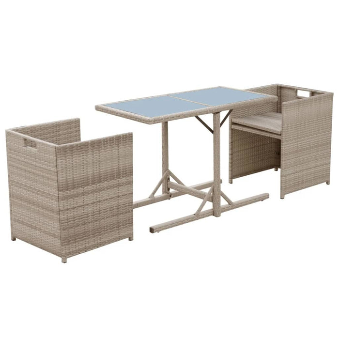 Set bistro cu perne, 3 piese, bej, poliratan - WALTI WALTI