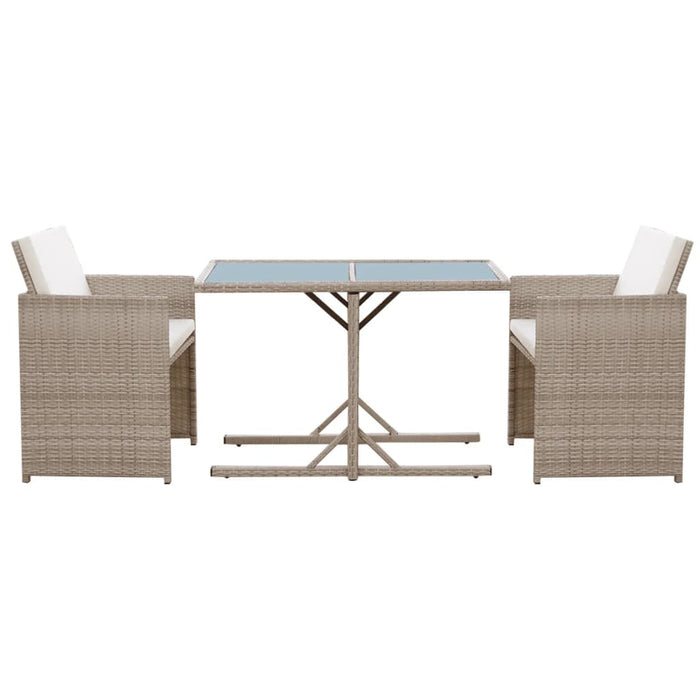 Set bistro cu perne, 3 piese, bej, poliratan - WALTI WALTI