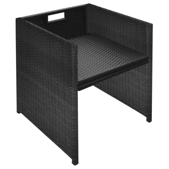 Set bistro cu perne, 3 piese, negru, poliratan WALTI
