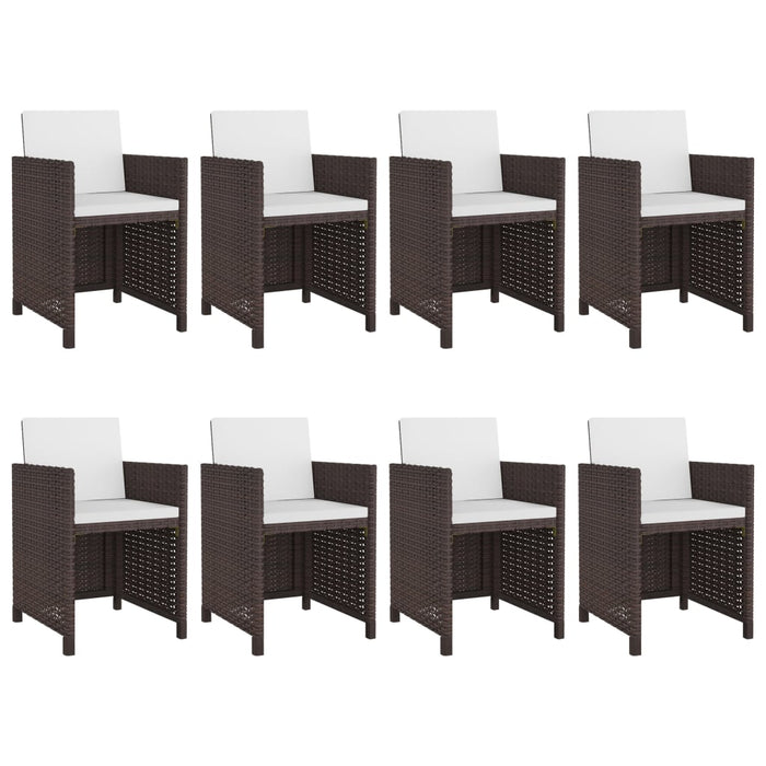 Set mobilier de exterior cu perne, 9 piese, maro, poliratan WALTI