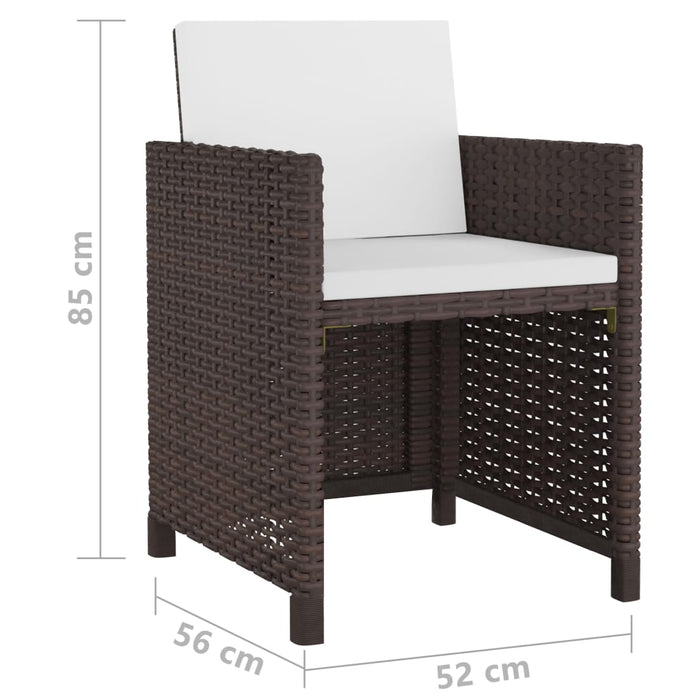 Set mobilier de exterior cu perne, 9 piese, maro, poliratan WALTI
