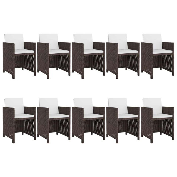 Set mobilier de exterior cu perne, 11 piese, maro, poliratan - WALTI WALTI