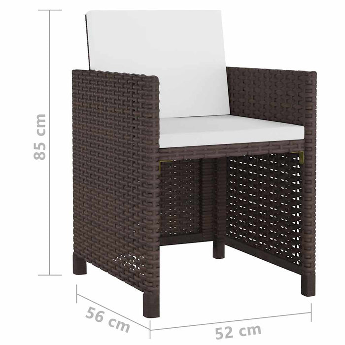 Set mobilier de exterior cu perne, 11 piese, maro, poliratan - WALTI WALTI
