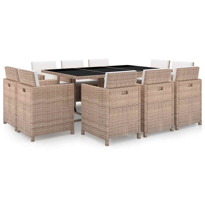 Set mobilier de exterior cu perne, 11 piese, bej, poliratan - WALTI WALTI