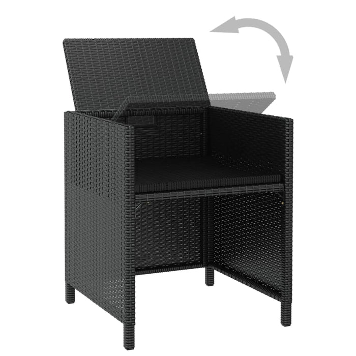 Set mobilier de exterior cu perne, 11 piese, negru, poliratan - WALTI WALTI