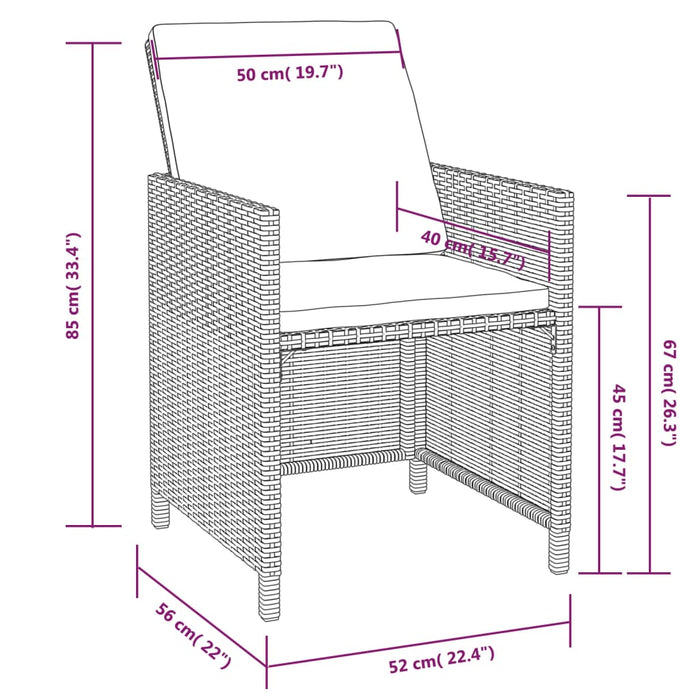 Set mobilier de exterior cu perne, 11 piese, negru, poliratan - WALTI WALTI