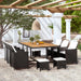 Set mobilier de exterior cu perne, 11 piese, negru, poliratan - WALTI WALTI