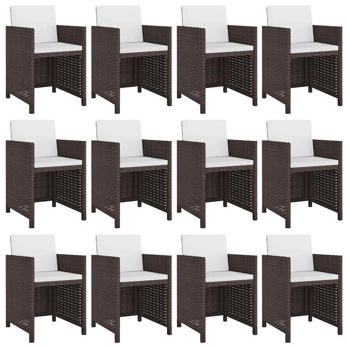 Set mobilier de exterior cu perne, 13 piese, maro, poliratan - WALTI WALTI