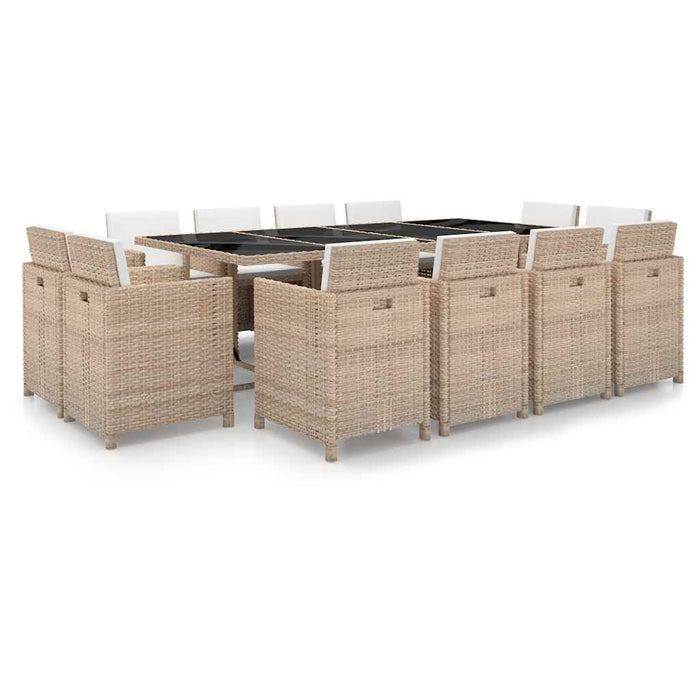 Set mobilier de exterior cu perne, 13 piese, bej, poliratan - WALTI WALTI