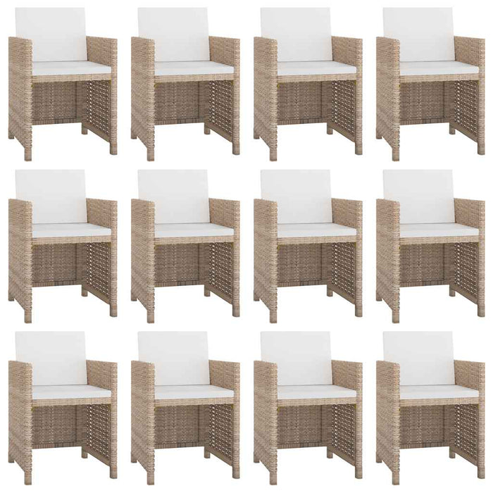 Set mobilier de exterior cu perne, 13 piese, bej, poliratan - WALTI WALTI