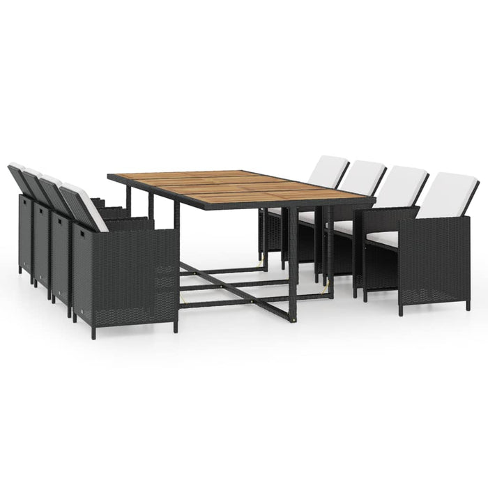 Set mobilier de exterior cu perne, 13 piese, negru, poliratan - WALTI WALTI
