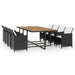 Set mobilier de exterior cu perne, 13 piese, negru, poliratan - WALTI WALTI