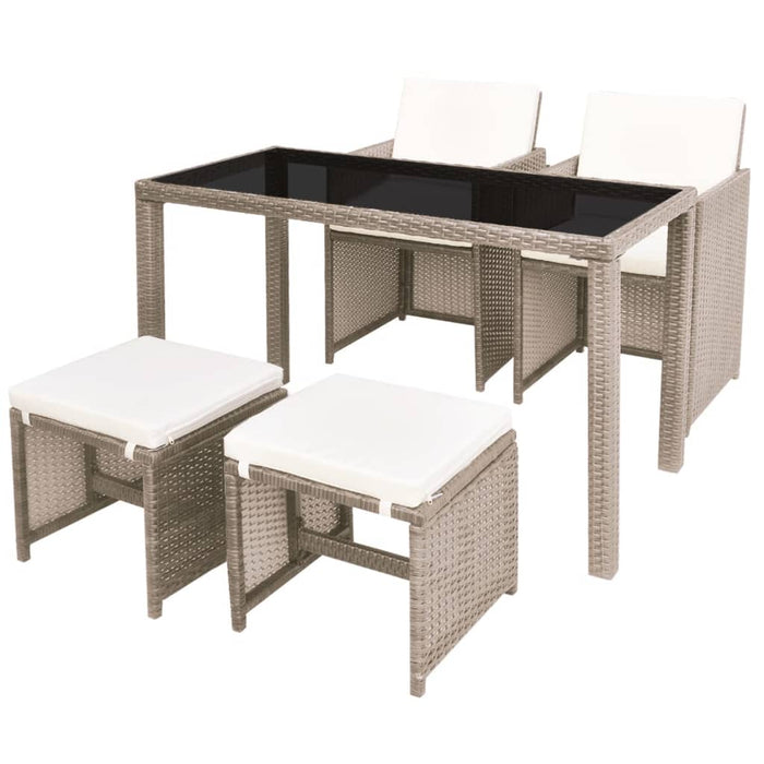 Set mobilier de exterior cu perne, 5 piese, bej, poliratan - WALTI WALTI