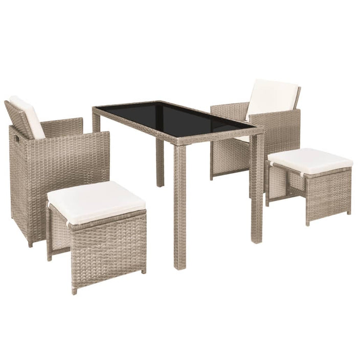 Set mobilier de exterior cu perne, 5 piese, bej, poliratan - WALTI WALTI