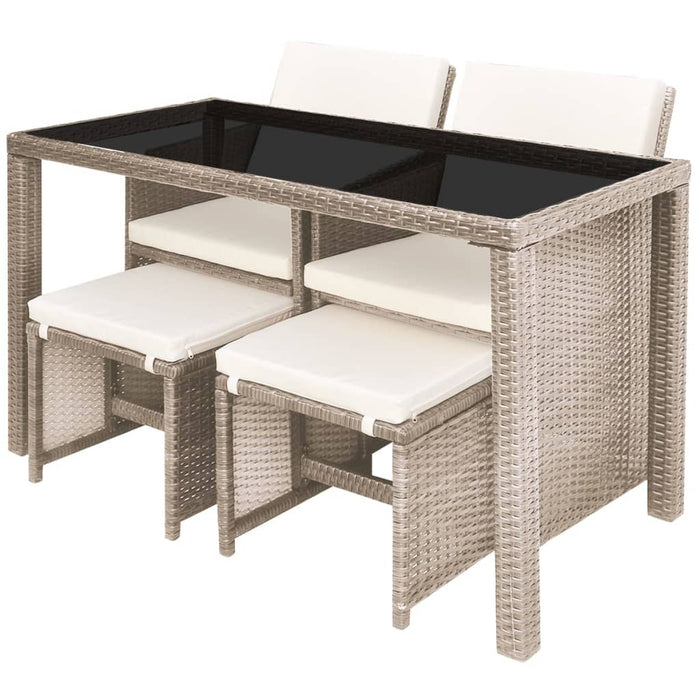Set mobilier de exterior cu perne, 5 piese, bej, poliratan - WALTI WALTI