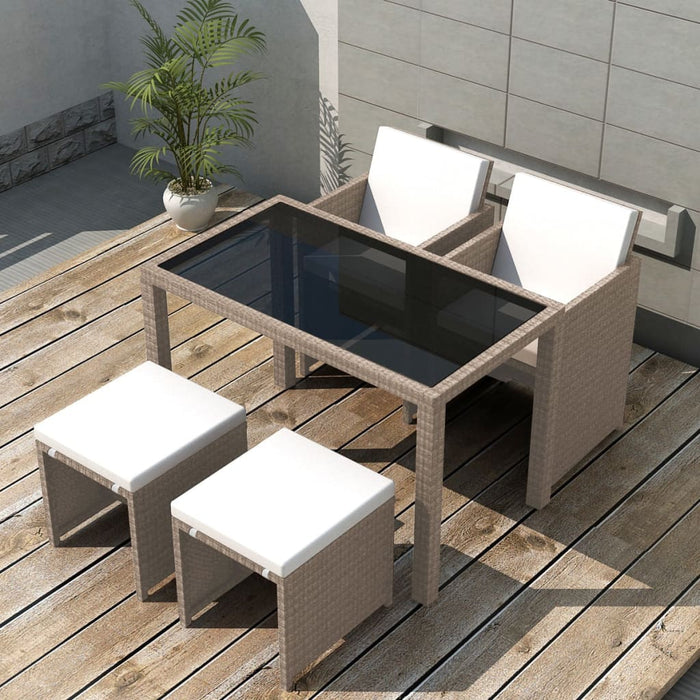 Set mobilier de exterior cu perne, 5 piese, bej, poliratan - WALTI WALTI