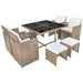 Set mobilier de exterior cu perne, 9 piese, bej, poliratan - WALTI WALTI