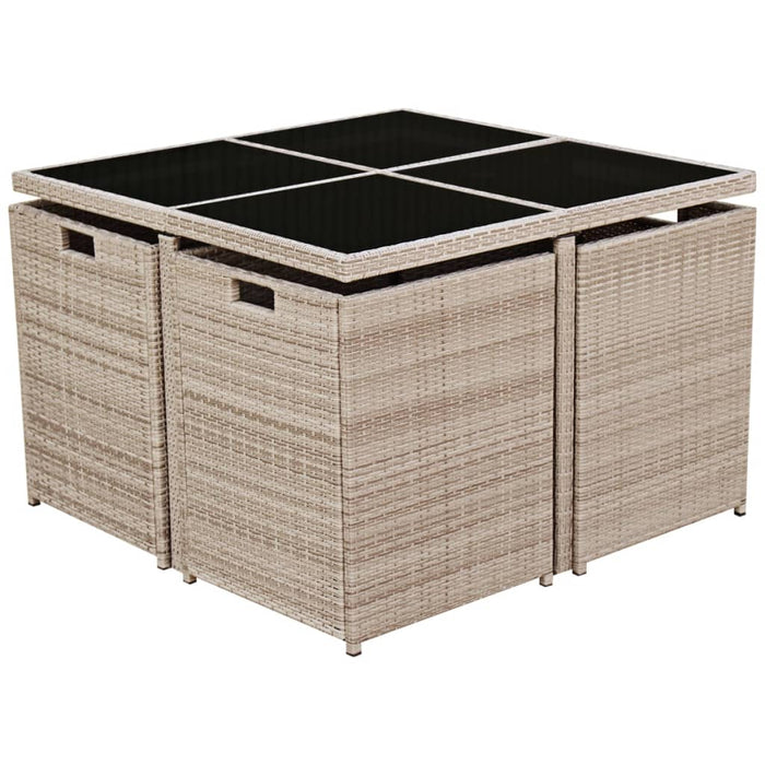 Set mobilier de exterior cu perne, 9 piese, bej, poliratan - WALTI WALTI