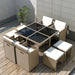 Set mobilier de exterior cu perne, 9 piese, bej, poliratan - WALTI WALTI