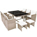 Set mobilier de exterior cu perne, 11 piese, bej, poliratan - WALTI WALTI