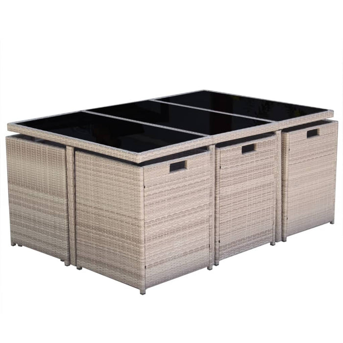 Set mobilier de exterior cu perne, 11 piese, bej, poliratan - WALTI WALTI