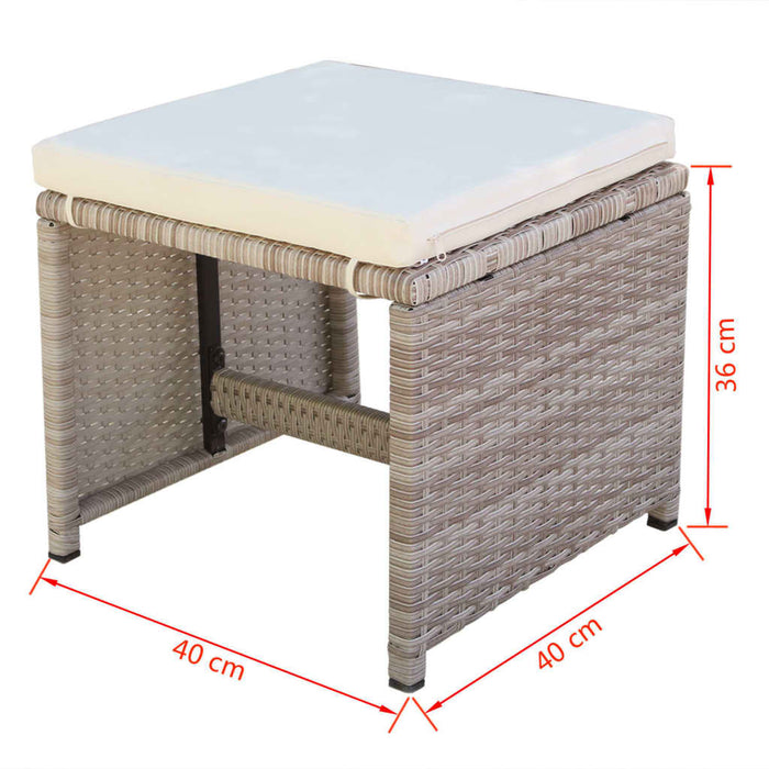 Set mobilier de exterior cu perne, 11 piese, bej, poliratan - WALTI WALTI