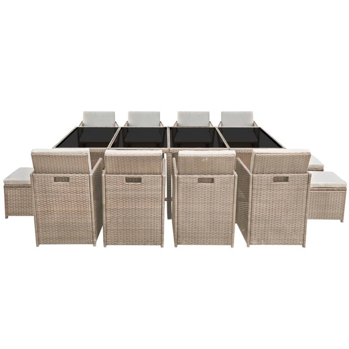 Set mobilier de exterior cu perne, 13 piese, bej, poliratan - WALTI WALTI