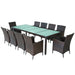 Set mobilier de exterior cu perne, 11 piese, maro, poliratan - WALTI WALTI