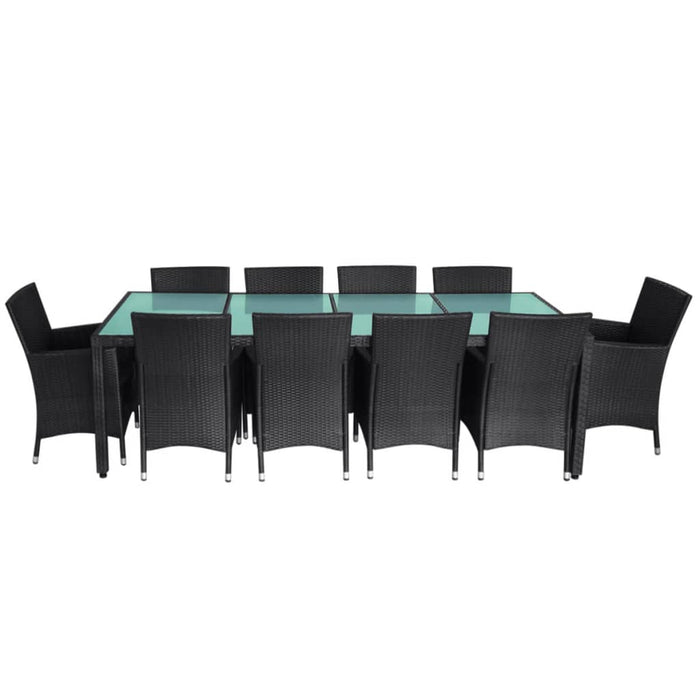 Set mobilier de exterior cu perne, 11 piese, negru, poliratan - WALTI WALTI