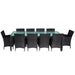 Set mobilier de exterior cu perne, 11 piese, negru, poliratan - WALTI WALTI