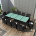 Set mobilier de exterior cu perne, 11 piese, negru, poliratan - WALTI WALTI