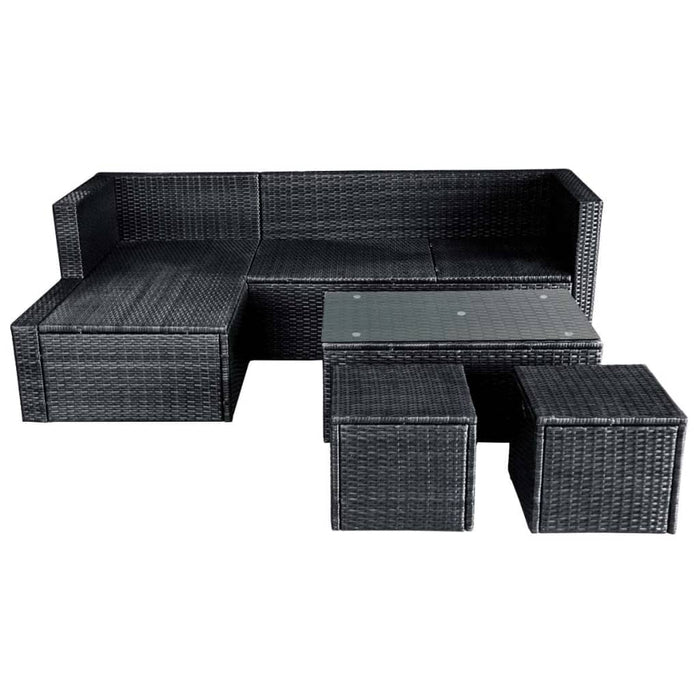 Set mobilier de grădină cu perne, 4 piese, negru, poliratan - WALTI WALTI