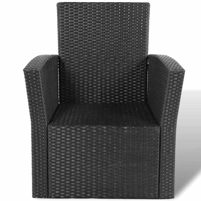 Set mobilier de grădină cu perne, 4 piese, negru, poliratan - WALTI WALTI