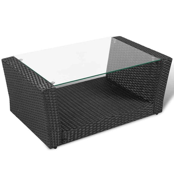 Set mobilier de grădină cu perne, 4 piese, negru, poliratan - WALTI WALTI