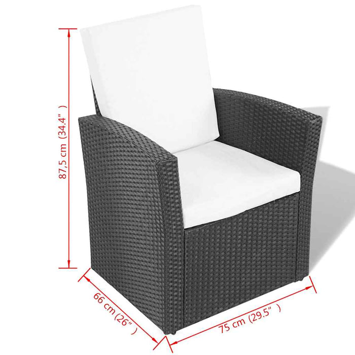 Set mobilier de grădină cu perne, 4 piese, negru, poliratan - WALTI WALTI