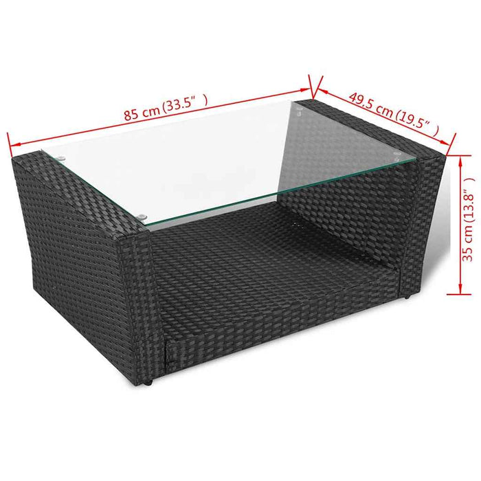 Set mobilier de grădină cu perne, 4 piese, negru, poliratan - WALTI WALTI