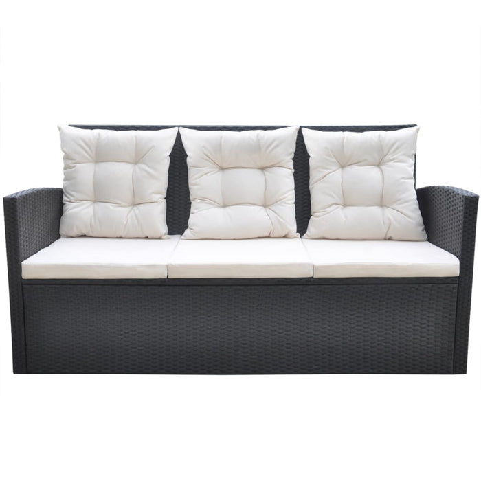 Set mobilier de exterior cu perne, 6 piese, negru, poliratan - WALTI WALTI