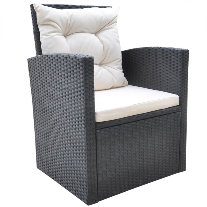 Set mobilier de exterior cu perne, 6 piese, negru, poliratan - WALTI WALTI
