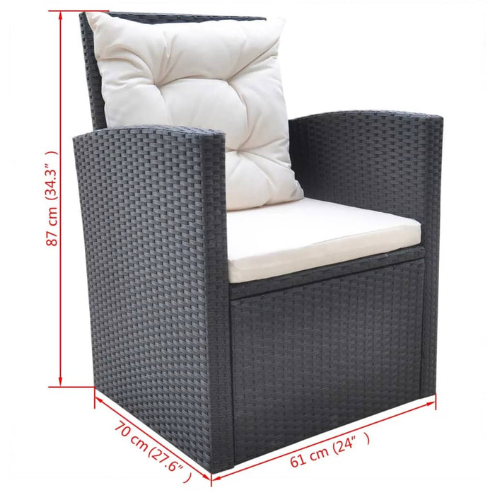 Set mobilier de exterior cu perne, 6 piese, negru, poliratan - WALTI WALTI
