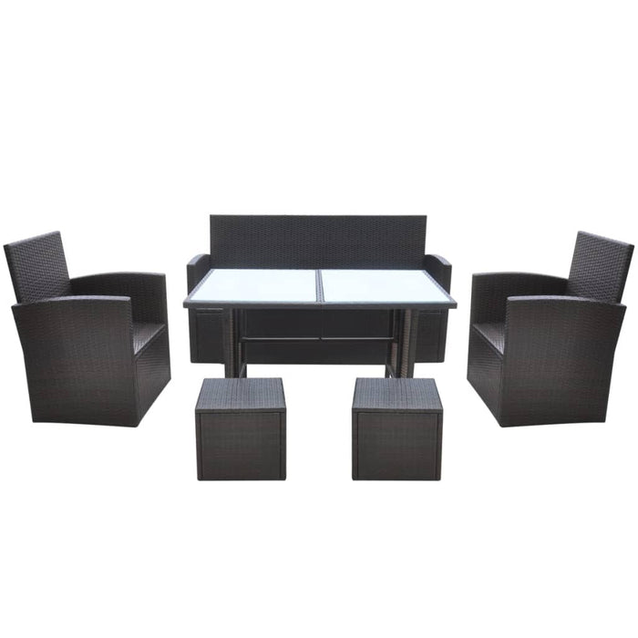 Set mobilier de exterior cu perne, 6 piese, maro, poliratan - WALTI WALTI