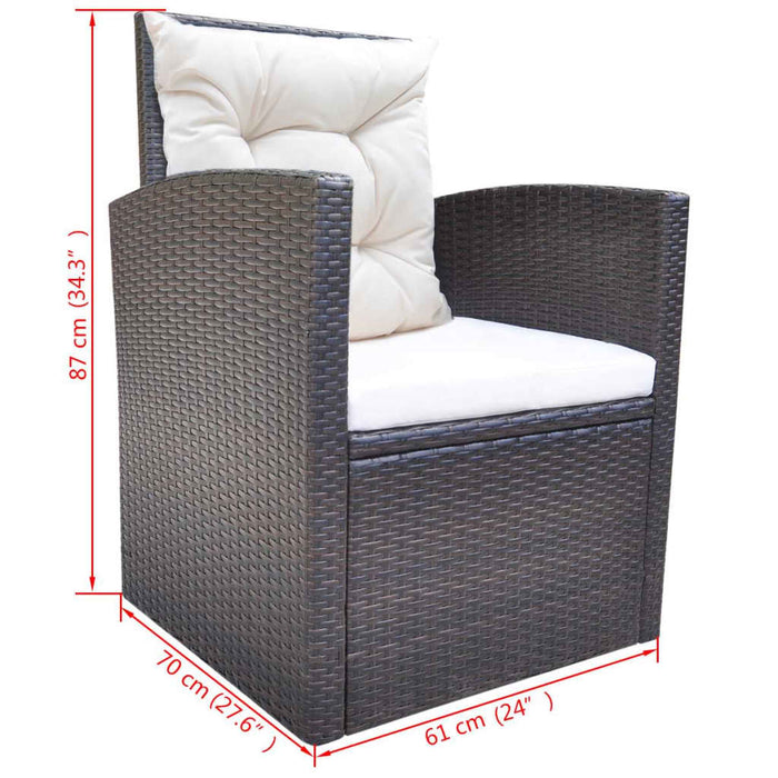 Set mobilier de exterior cu perne, 6 piese, maro, poliratan - WALTI WALTI