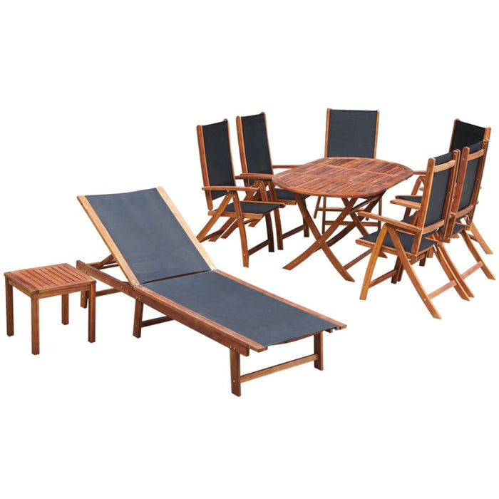Set mobilier de exterior cu perne 9 piese, lemn masiv de acacia WALTI