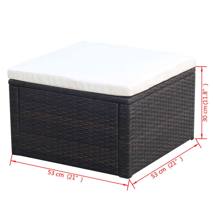 Taburet otoman din poliratan, 53 x 53 x 30 cm, negru - WALTI WALTI