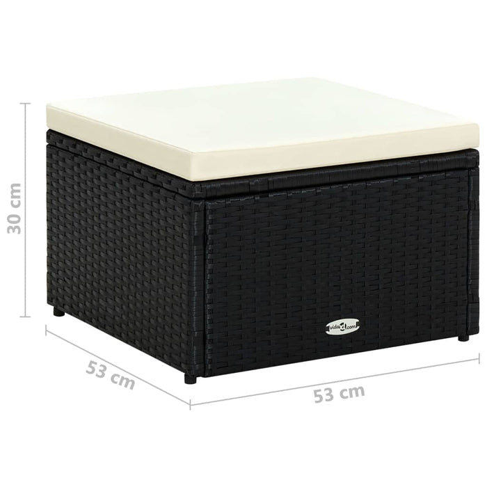 Taburet otoman din poliratan, 53 x 53 x 30 cm, negru - WALTI WALTI