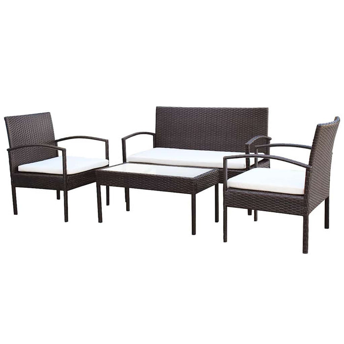 Set mobilier de grădină cu perne, 4 piese, maro, poliratan - WALTI WALTI