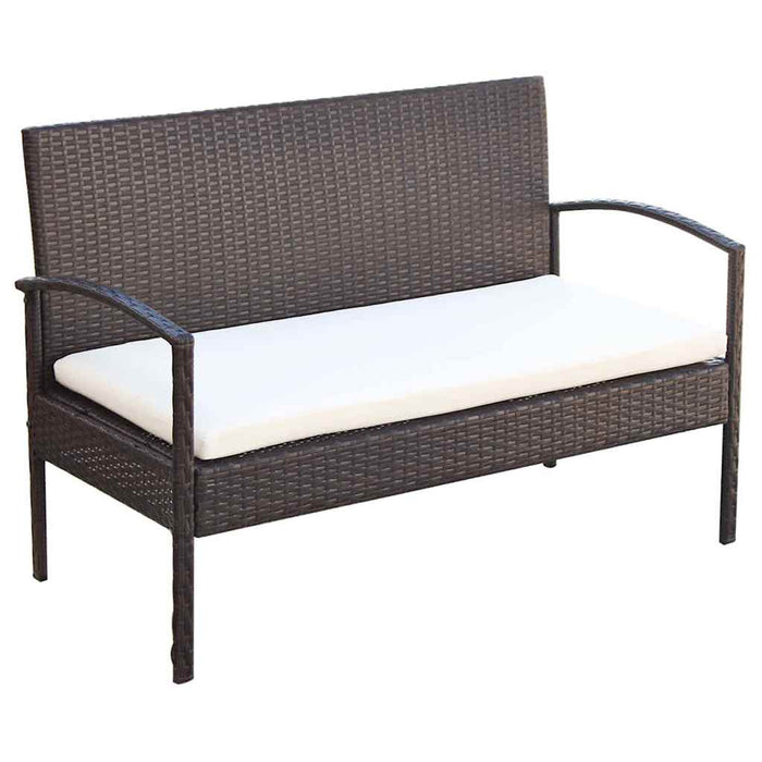 Set mobilier de grădină cu perne, 4 piese, maro, poliratan - WALTI WALTI