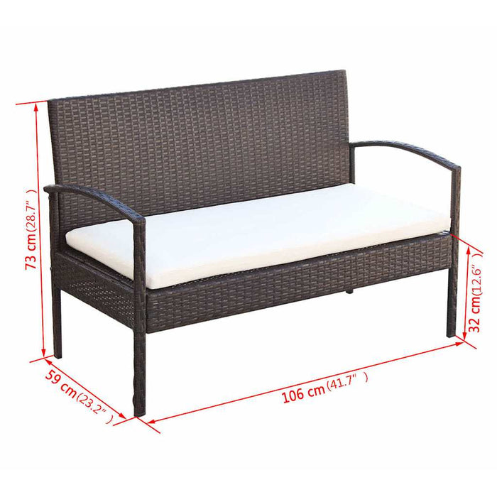 Set mobilier de grădină cu perne, 4 piese, maro, poliratan - WALTI WALTI