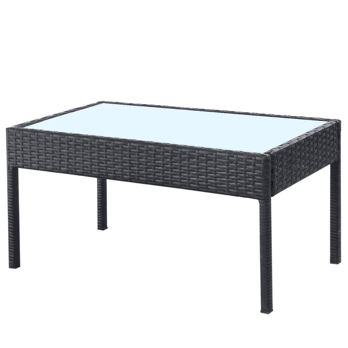 Set mobilier de grădină cu perne, 4 piese, negru, poliratan WALTI