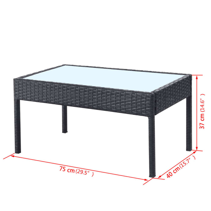 Set mobilier de grădină cu perne, 4 piese, negru, poliratan WALTI