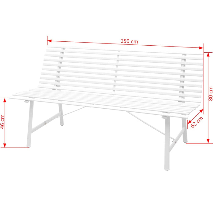 Bancă de grădină, alb, 150 cm, oțel WALTI